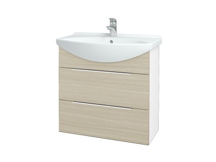 Koupelnová skříňka TAKE IT SZZ2 75 - N01 Bílá lesk / Úchytka T05 / D04 Dub