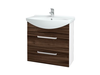 Koupelnová skříňka TAKE IT SZZ2 75 - N01 Bílá lesk / Úchytka T01 / D06 Ořech