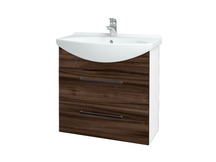 Koupelnová skříňka TAKE IT SZZ2 75 - N01 Bílá lesk / Úchytka T06 / D06 Ořech