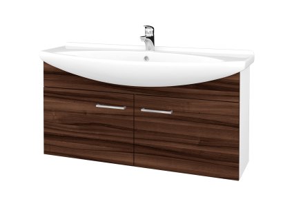 Koupelnová skříňka TAKE IT SZD2 120 - N01 Bílá lesk / Úchytka T04 / D06 Ořech