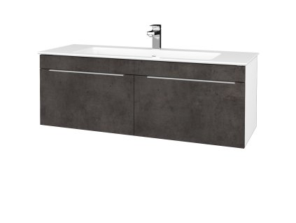 Koupelnová skříňka ASTON SZZ2 120 - N01 Bílá lesk / Úchytka T05 / D16 Beton tmavý
