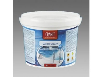 Cranit Quatro tablety 2,4 kg, dezinfekce, proti řasám, stabilizace, vločkování, kbelík, bazénová chemie  CH203