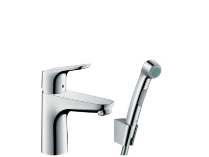 Hansgrohe Focus CHROM Páková umyvadlová baterie 100 s ruční sprchou Bidette a sprchovou hadicí 160 cm