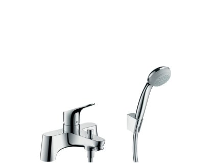 Hansgrohe Focus CHROM Dvouotvorová baterie na okraj vany s přepínacím ventilem a ruční sprchou Crometta 85 1jet