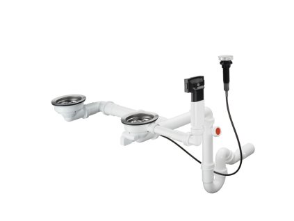 Hansgrohe  CHROM D17-11 Automatická odtoková a přepadová souprava pro granitový dvoudřez