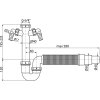 Sifon trubkový dřezový DN 50/40 se dvěma přípojkami Ø 17–23 mm, převlečnou maticí G 6/4" a flexi hadicí A84-DN50/40