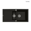 Oltens Gravan žulový jeden a půl komorový dřez s odkapávačem 100 x 50 cm, matná černá 72300300