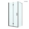 Oltens Hallan sprchový kout 90x80 cm, obdélníkový, dveře se zástěnou, matná černá / průhledné sklo, 20202300