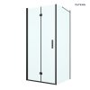 Oltens Hallan sprchový kout 90 x 90 cm, čtvercový, dveře se zástěnou, matná černá / průhledné sklo, 20008300