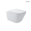 Set Oltens Hadsel závěsná WC mísa PureRim s povrchovou úpravou SmartClean, s prkénkem s pomalým sklápěním, bílá 42540000