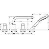 Hansgrohe Metris S CHROM Čtyřotvorová baterie na okraj vany s výtokem 220 mm