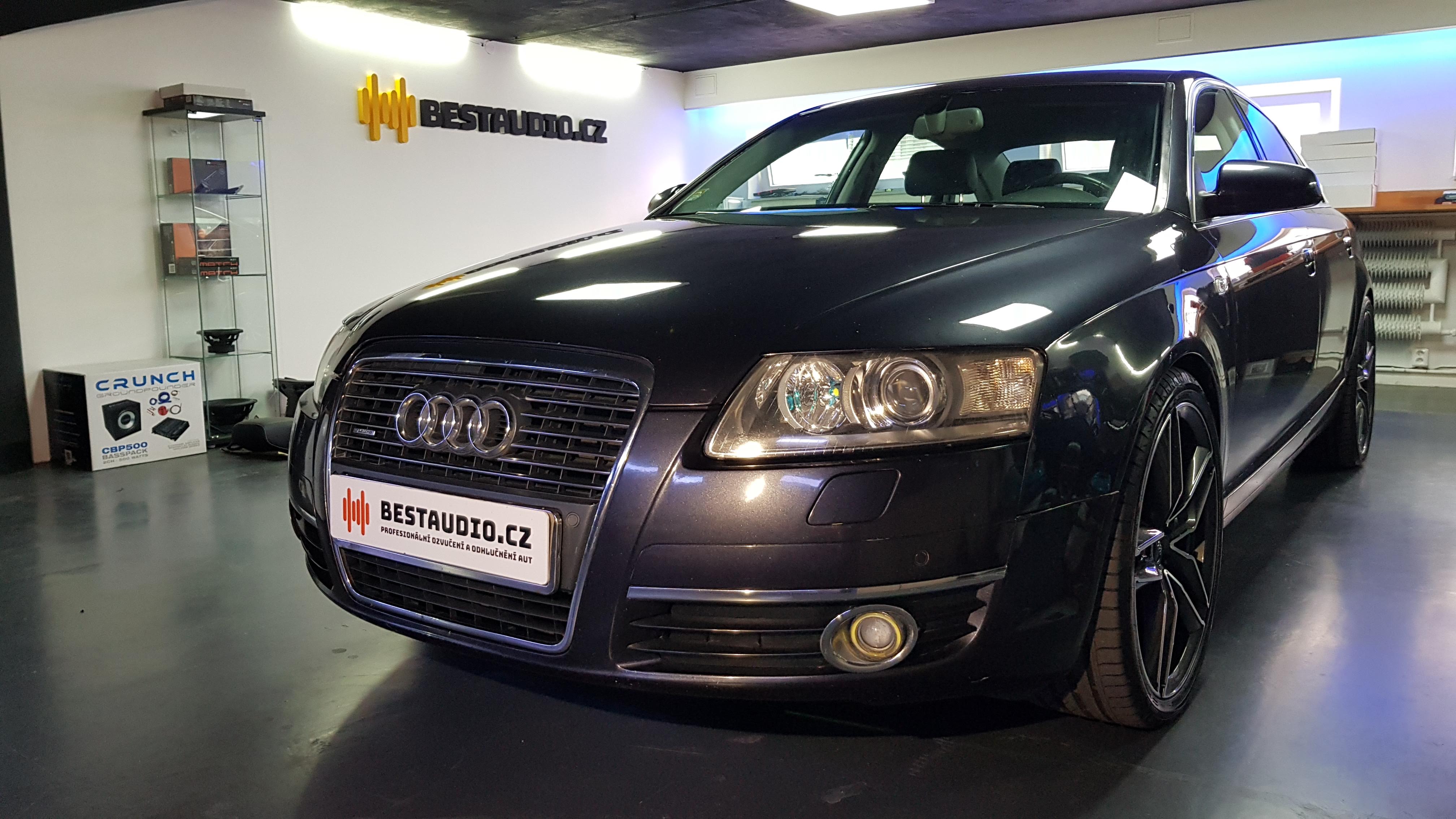 AUDI A6 2009 – výměna předních reproduktorů a instalace zesilovače se subwooferem
