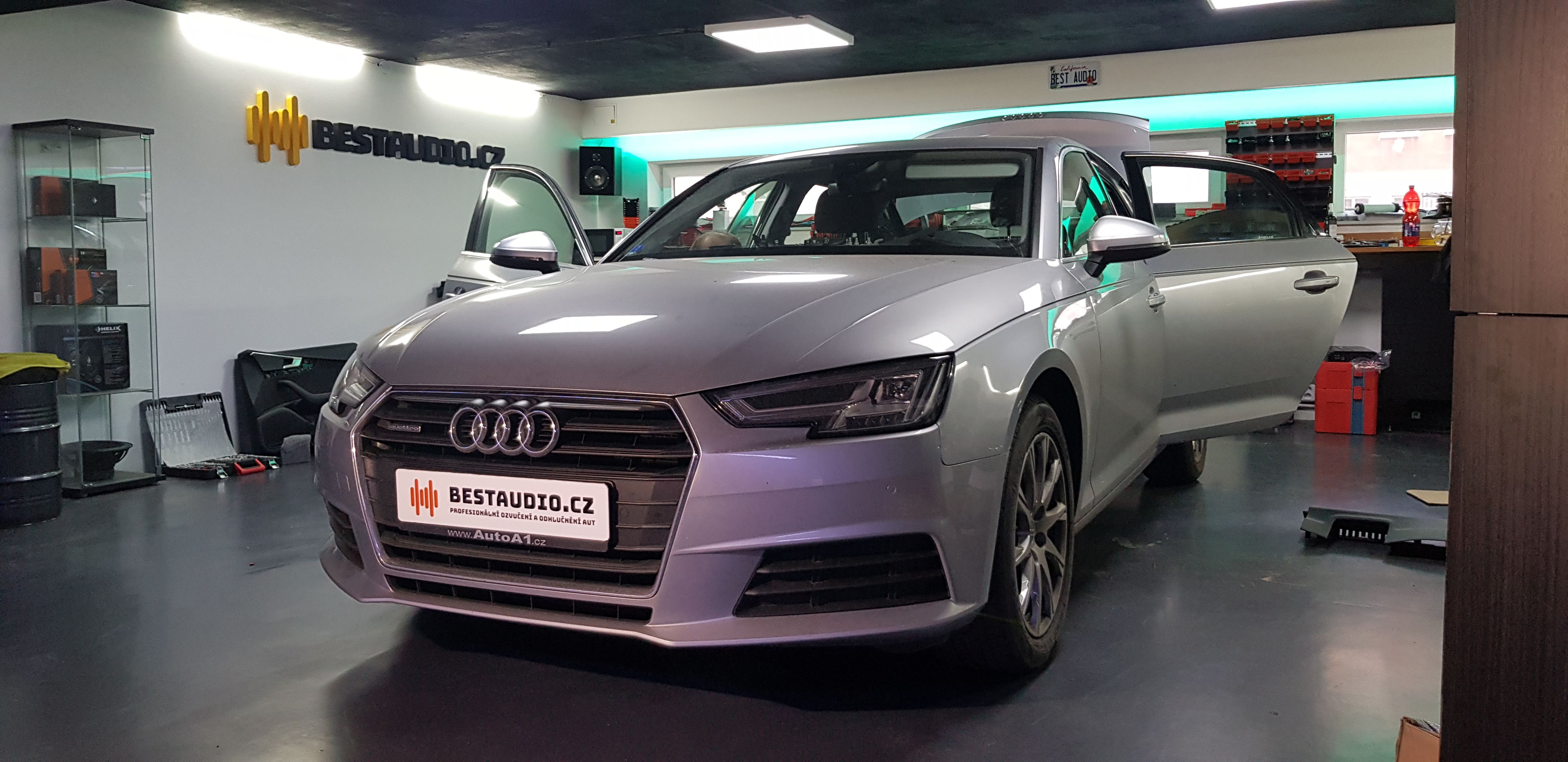 Audi A4 2016 - instalace reproduktorů, subwooferu a zesilovače s DSP