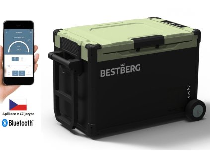 Přenosná kompresorová autochladnička BestBerg BBPF-40A / 40 l / 55 W / černá/zelená