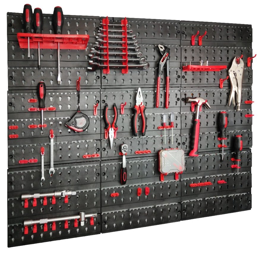 Držák nářadí na stěnu BestBerg BBTH-73 / 97 x 81 cm / červená/černá