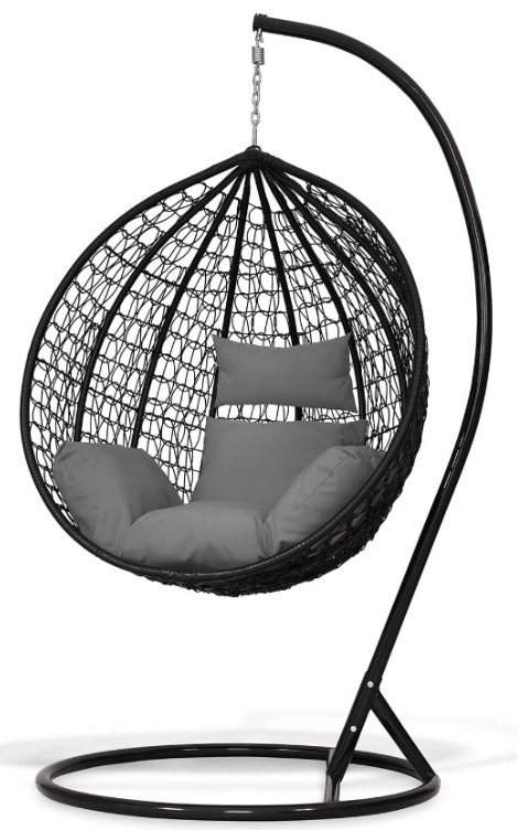Závěsné křeslo BestBerg BBHC-40BK / ratan / černá/šedá