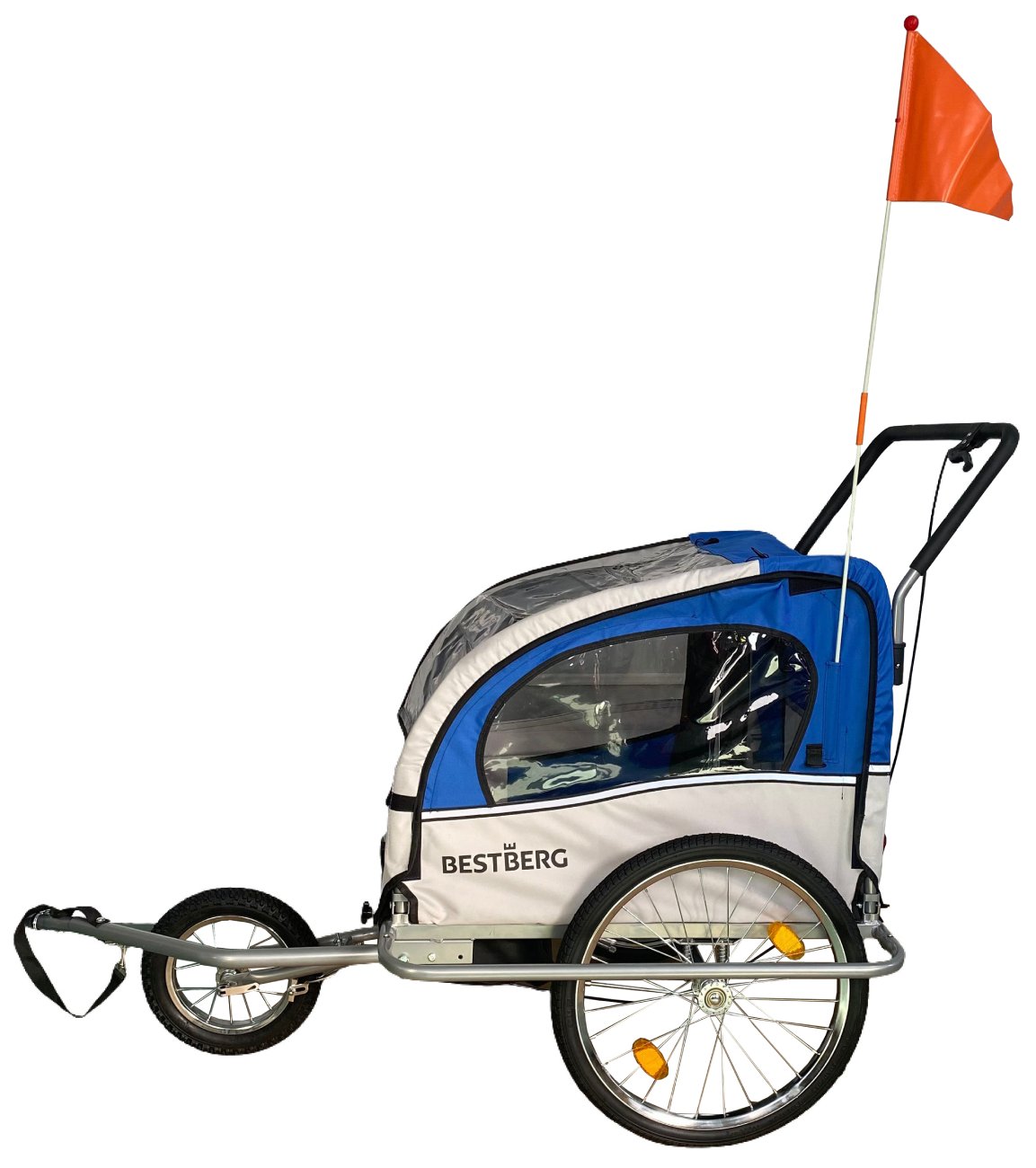 Cyklovozík pro 2 děti BestBerg BBTCH-10B / nosnost 40 kg / modrá