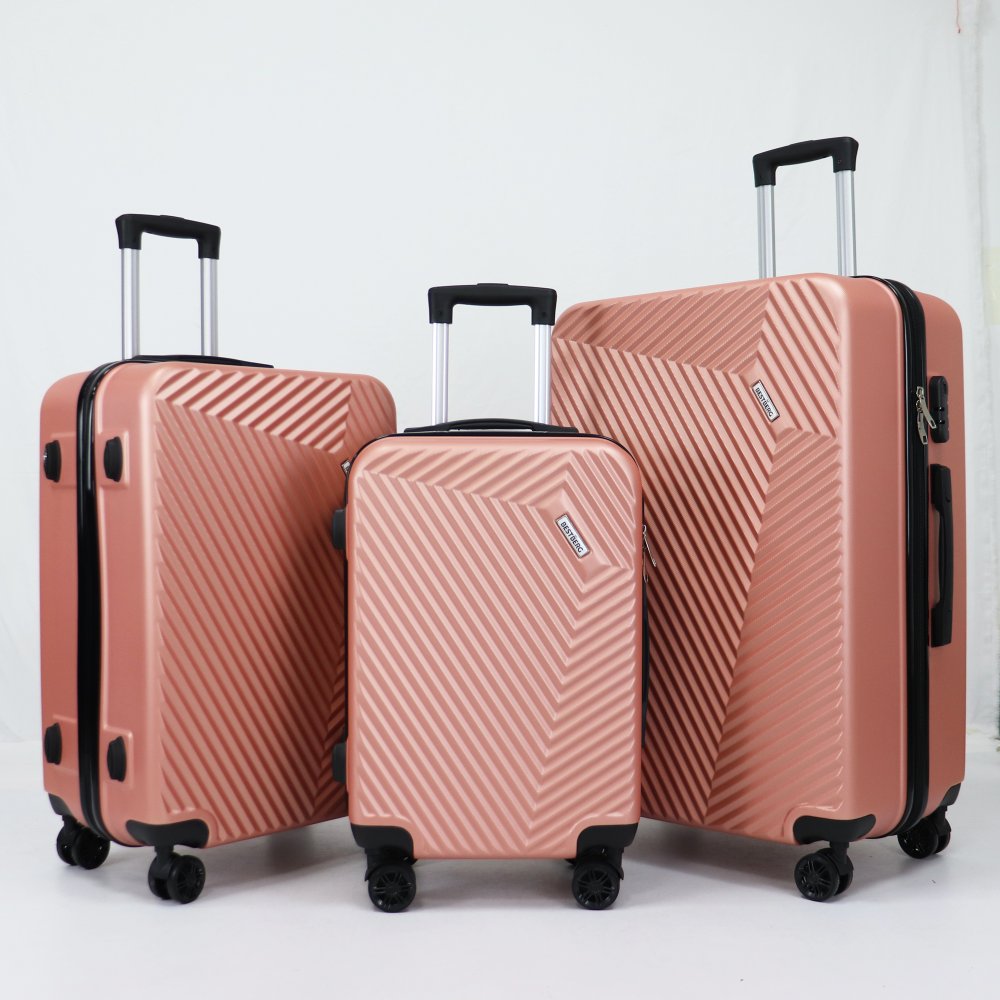 3dílná sada cestovních kufrů BestBerg BBL-106RG / 48, 70, 104 l / ABS / rose gold