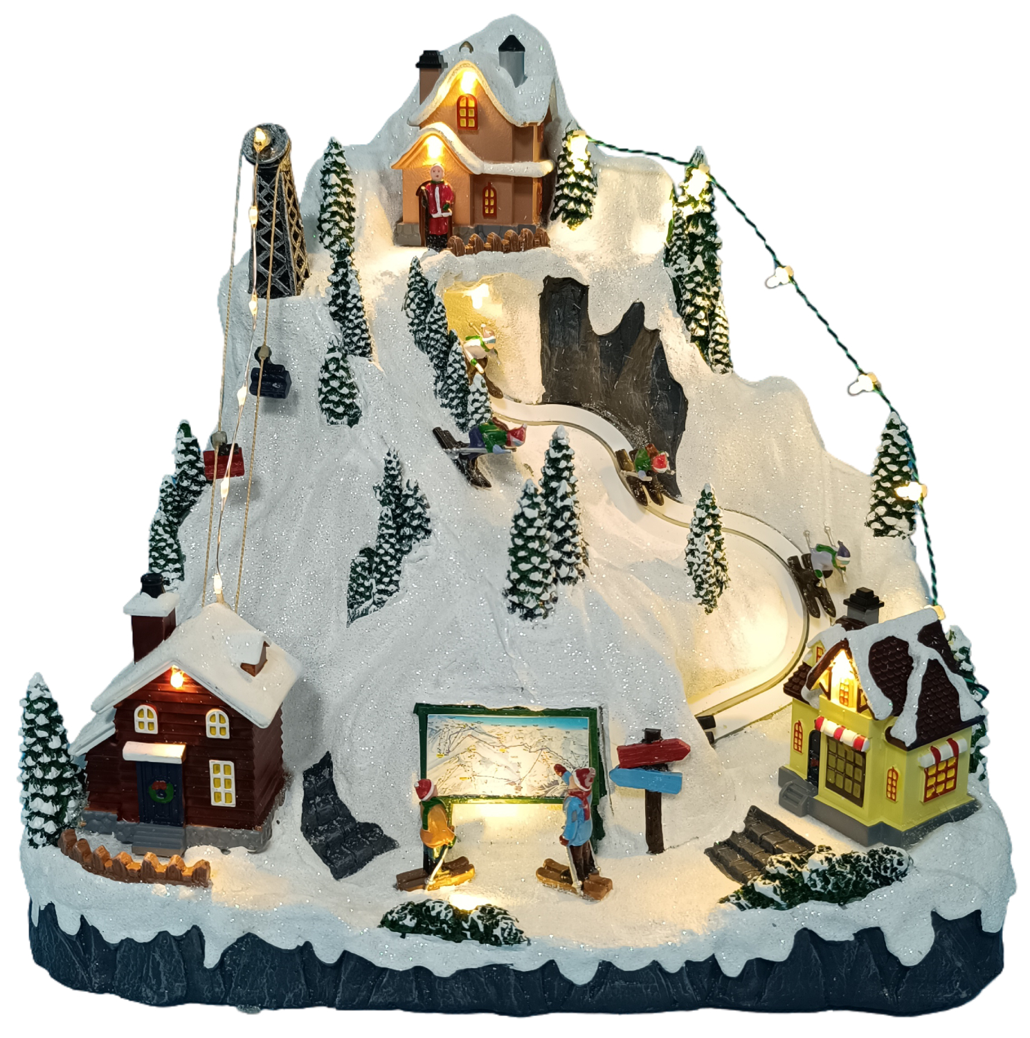 Vánoční scénka s osvětlením a melodií – lyžování BestBerg BBXS-1001 / 30,5 x 24 x 28,5 cm