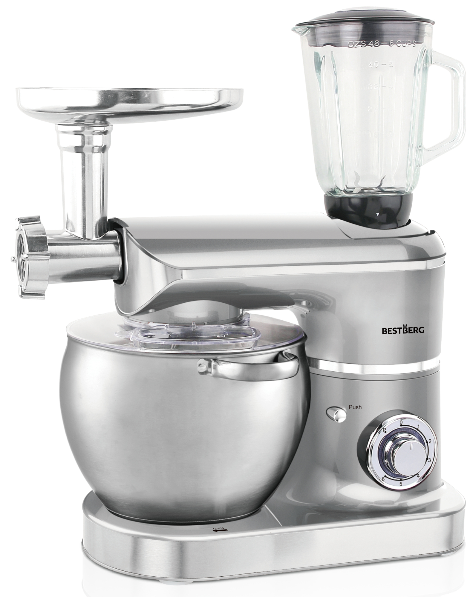 Multifunkční kuchyňský robot BestBerg BBR-2300S / 2300 W / 8,5 l / 6 rychlostí