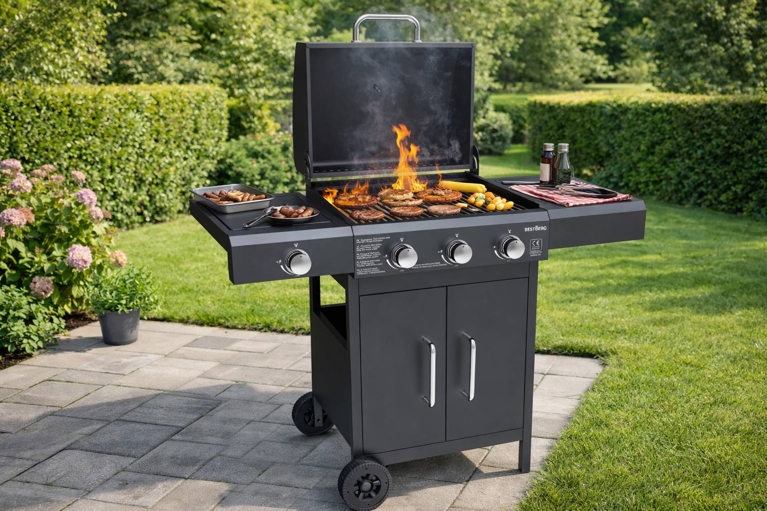 Plynový gril BestBerg BBBQ-27SB / 4 hořáky / 11,6 kW / černá