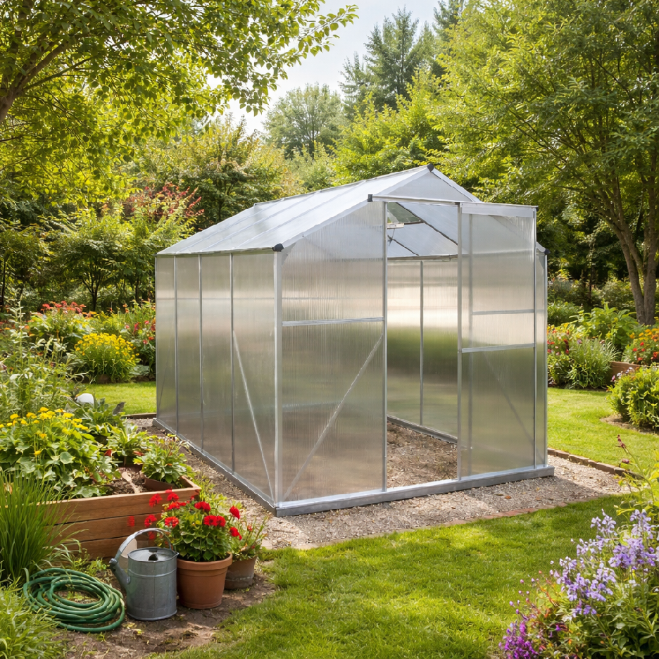 Skleník se základnou BestBerg BBGH-806S / 4,8 m² / 252 × 190 × 194 cm / stříbrná