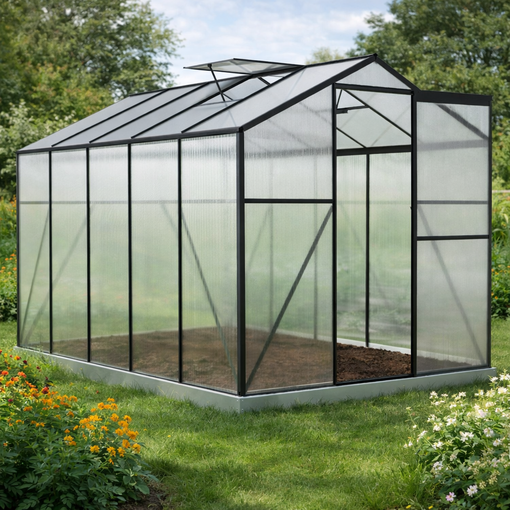 Skleník se základnou BestBerg BBGH-1006B / 5,95 m² / 313 × 190 × 194 cm / černá