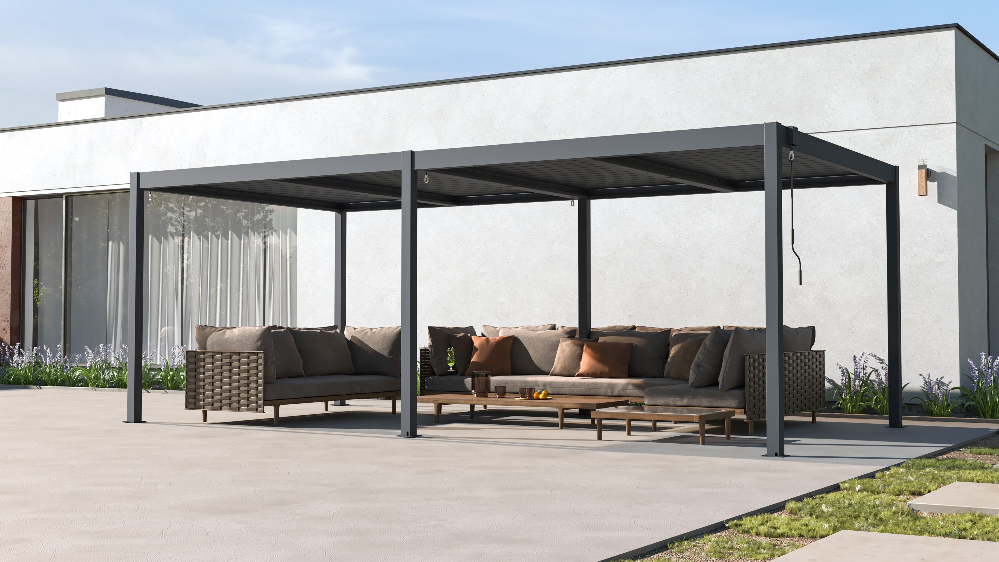 Levně Hliníková bioklimatická pergola s lamelami BestBerg BBP-18G / 6 x 3 m / šedá