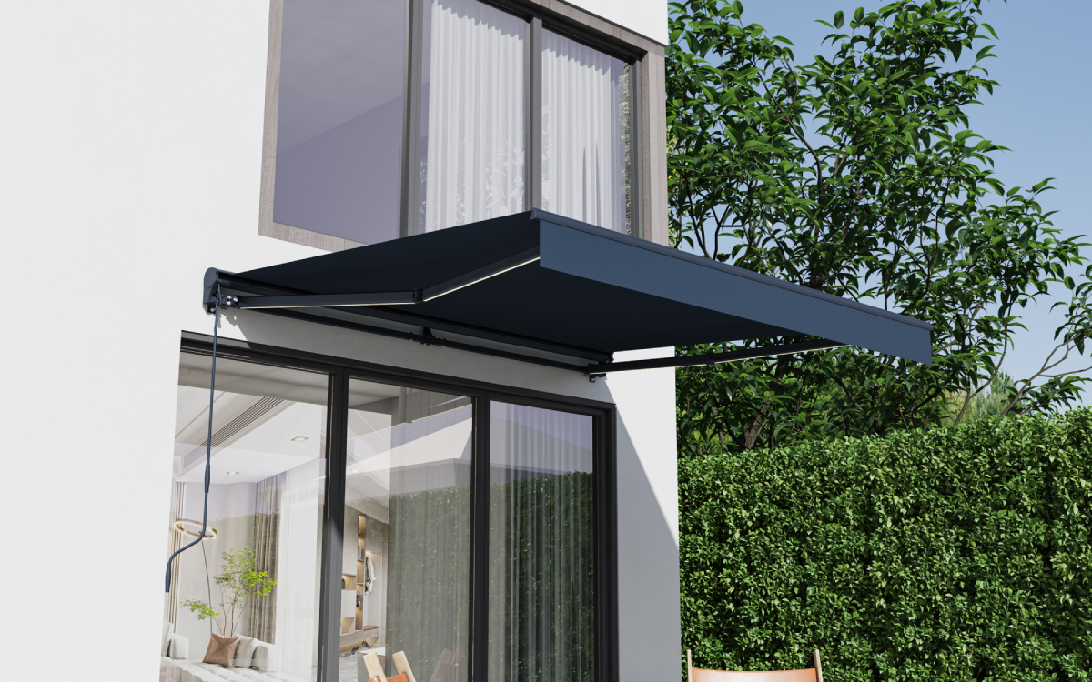 Elektrická markýza s LED osvětlením BestBerg BBSU-EL295CG / 295 x 250 cm / šedá