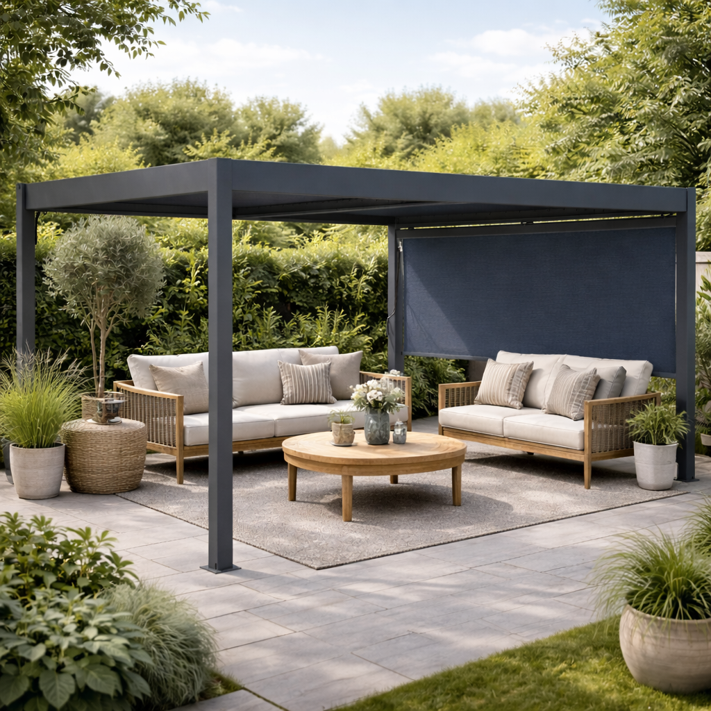 Boční zástěna pro bioklimatickou pergolu BestBerg BBP-W279 / 279 × 204 cm / šedá