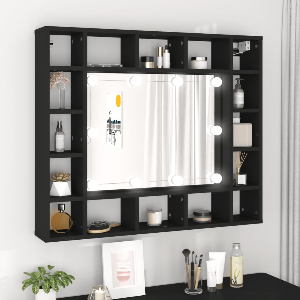 vidaXL LED zrcadlová skříňka černá 91 x 15 x 76,5 cm - 11461.833496