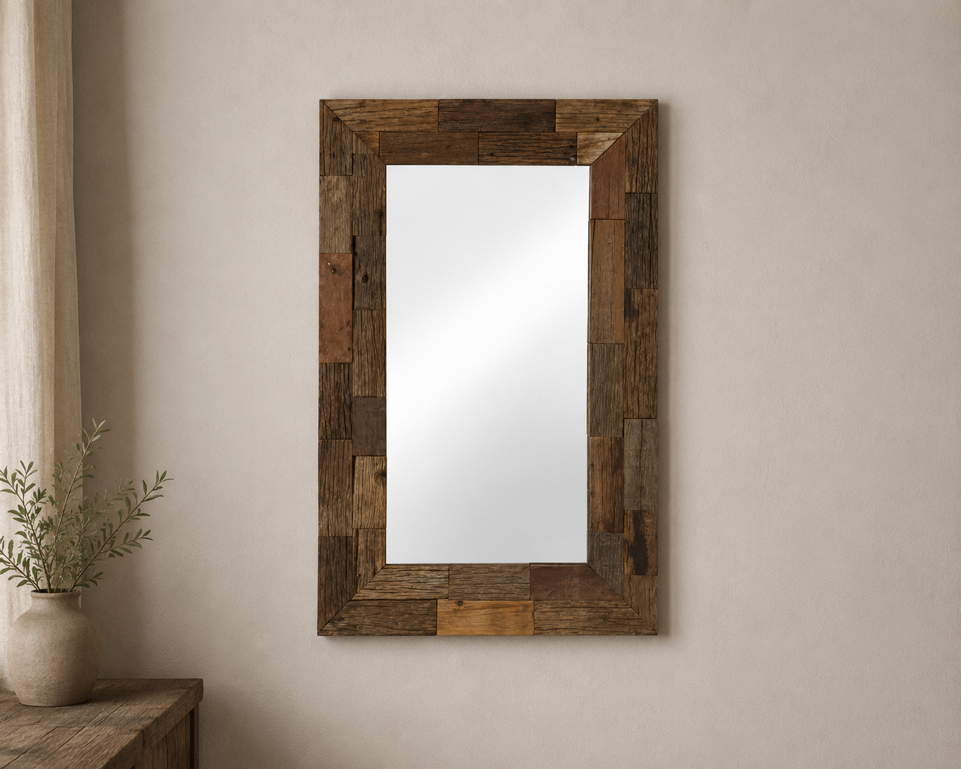 Nástěnné zrcadlo BestBerg 246305 / 80 x 50 cm / dřevo