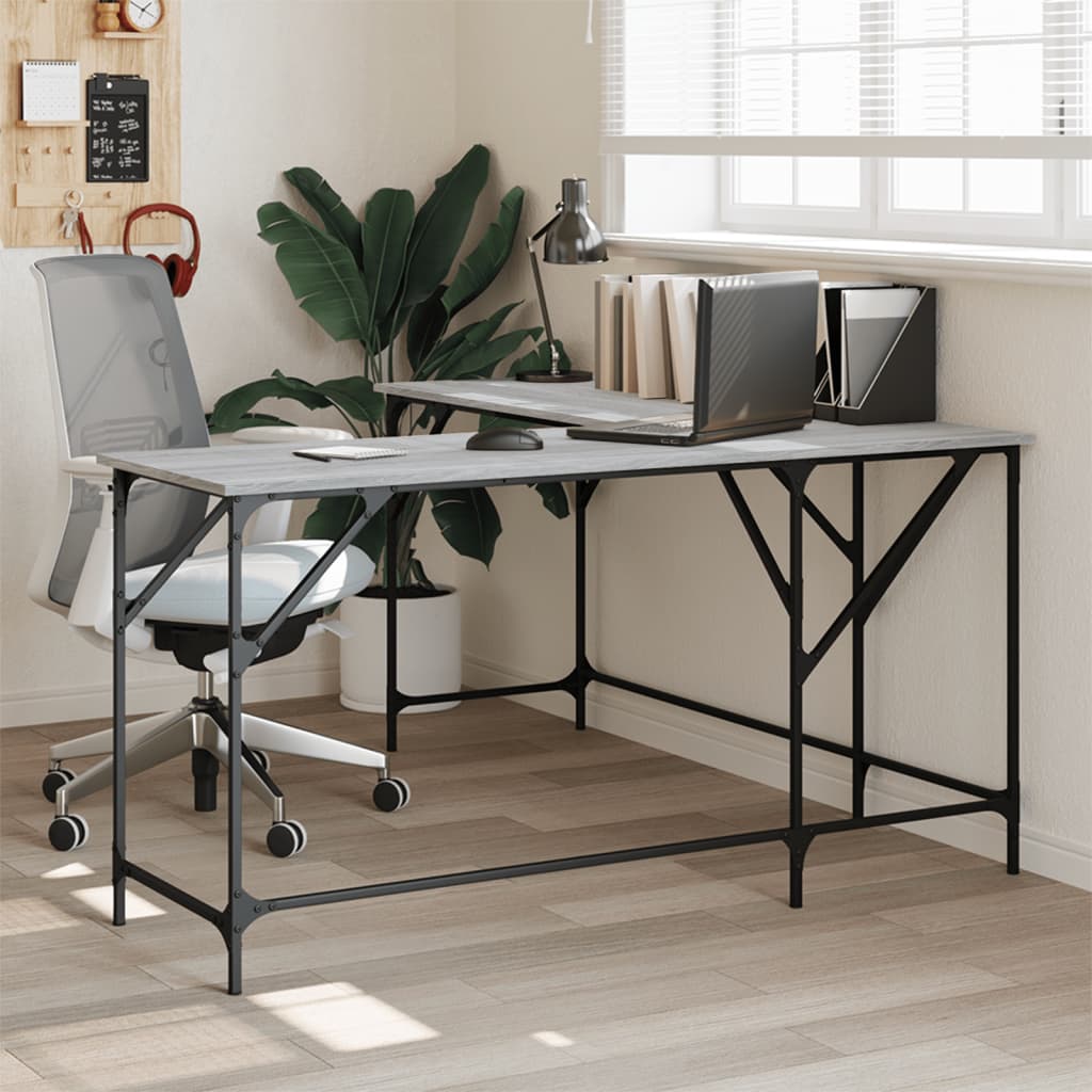Rohový psací stůl BestBerg 837585 / 149 x 149 x 75 cm / šedý dub sonoma