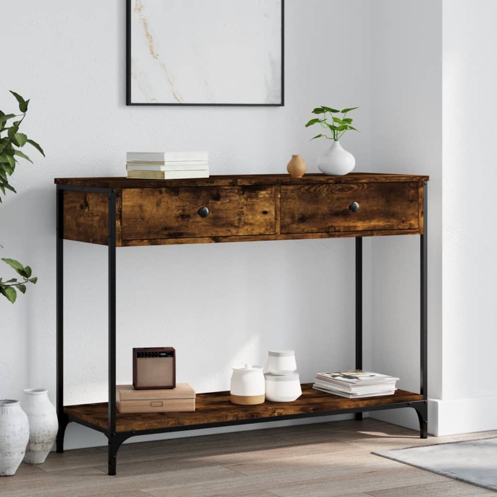 Konzolový stolek BestBerg 834172 / 100 x 34,5 x 75 cm / kouřový dub