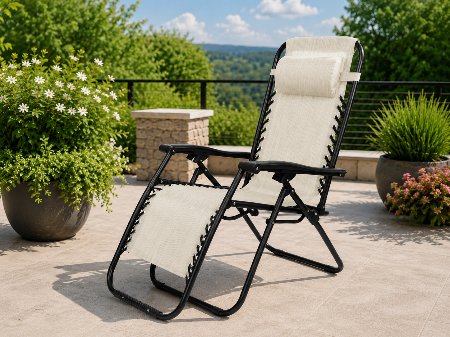 Skládací křeslo BestBerg BBGF-CH8B / 108 x 64,5 x 93 cm / béžová