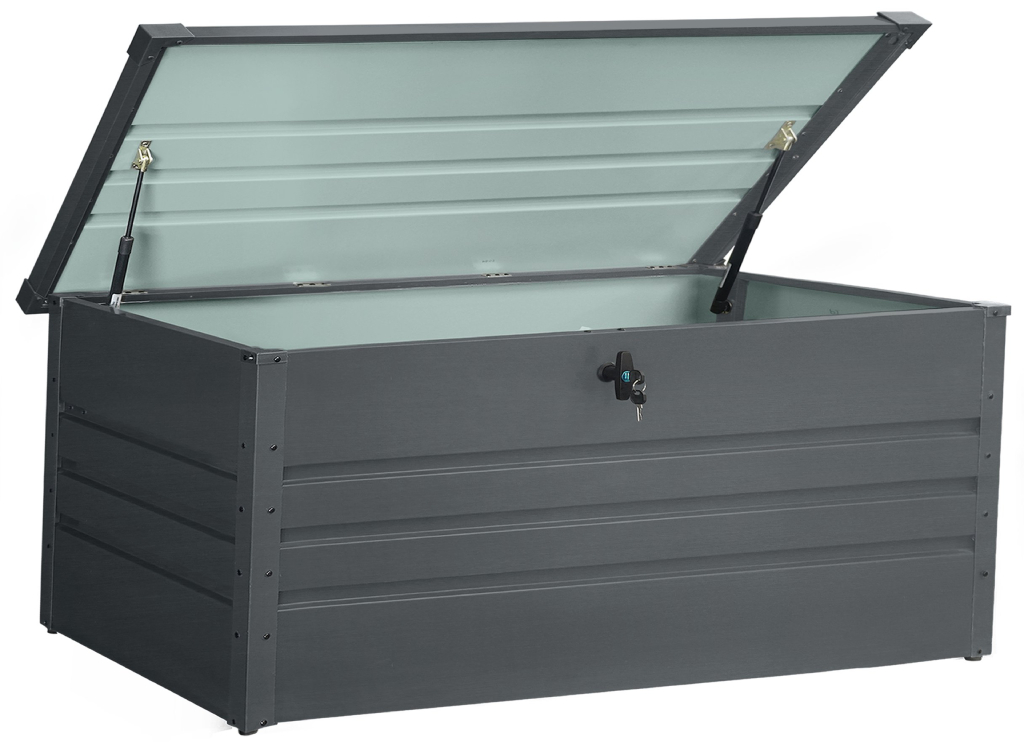 Kovový zahradní úložný box BestBerg ZBK-600A / 600 l / 165 x 70 x 62 cm / šedá
