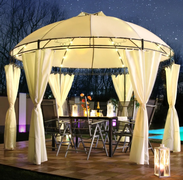 Zahradní altán s LED solárním osvětlením BestBerg BBGG-21 / 350 x 274 cm / béžová