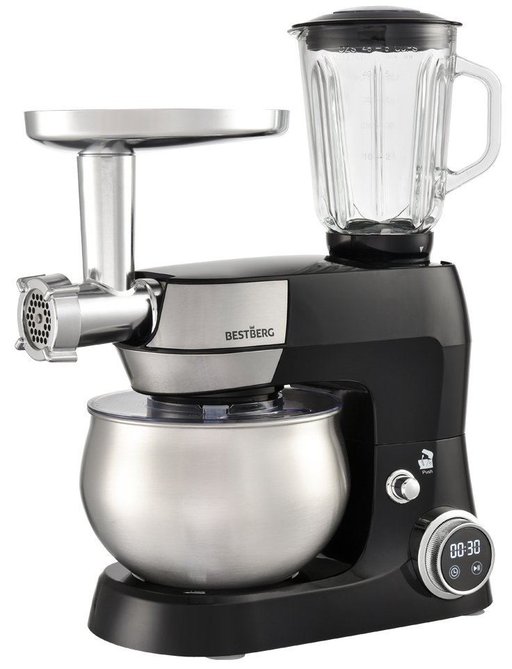 Multifunkční kuchyňský robot BestBerg BBR-1900B / 1900 W / 5 l / 12 rychlostí / černá