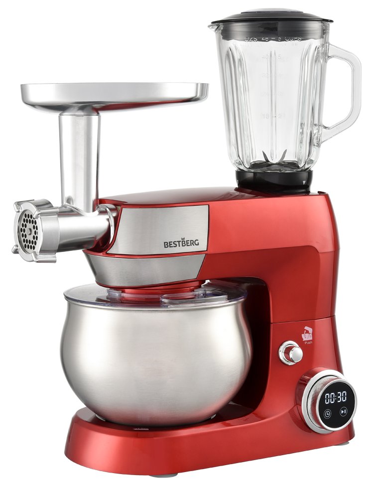 Multifunkční kuchyňský robot BestBerg BBR-1900R / 1900 W / 5 l / 12 rychlostí / červená