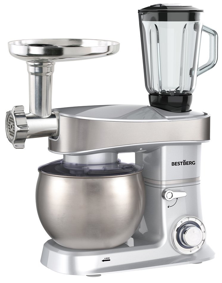 Multifunkční kuchyňský robot BestBerg BBR-2000S / 2000 W / 6 l / 6 rychlostí / stříbrná