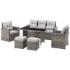 6dílná sada zahradního ratanového nábytku BestBerg BBRF-1090G / šedá