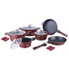 14dílná prémiová sada kuchyňského nádobí s nepřilnavým mramorovým povrchem BestBerg BBN-1014BU / vínová