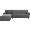 Napínací elastický žakárový potah na trojmístnou rohovou pohovku BestBerg / levá / šedá