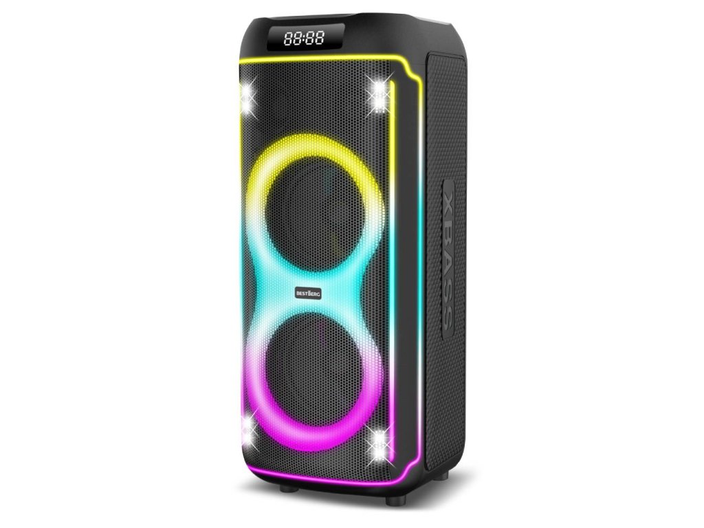 Prenosný party reproduktor BestBerg BBPS-1600 / Bluetooth / 1600 W / čierna