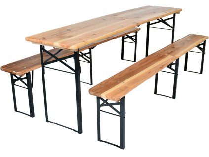 Skladacia drevená pivná súprava BestBerg BBBS-64 / 217 x 48 x 75 cm