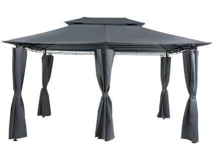 Záhradný altánok s LED solárnym osvetlením BestBerg BBGG-10 / 300 x 400 x 275 cm / šedá