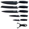 5-dielna súprava nožov s nepriľnavým mramorovým povrchom + škrabka BestBerg BBK-6MA / čierna