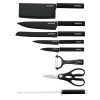 9-dielna súprava nožov s otočným stojanom a nepriľnavým diamantovým povrchom BestBerg BBK-9RU / čierna