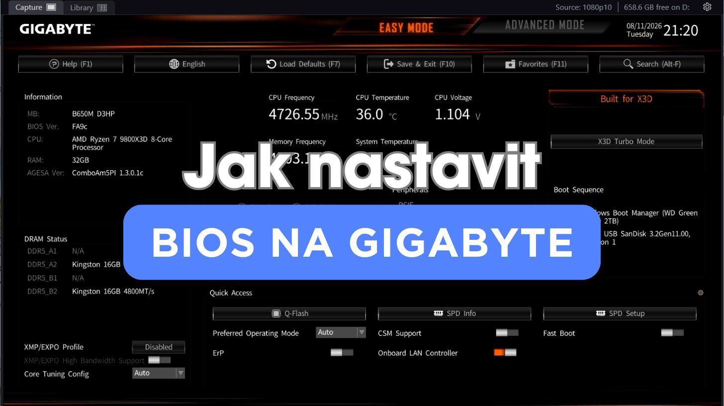 Jak nastavit BIOS na desce Gigabyte AM5: EXPO, ventilátory a Resizable BAR