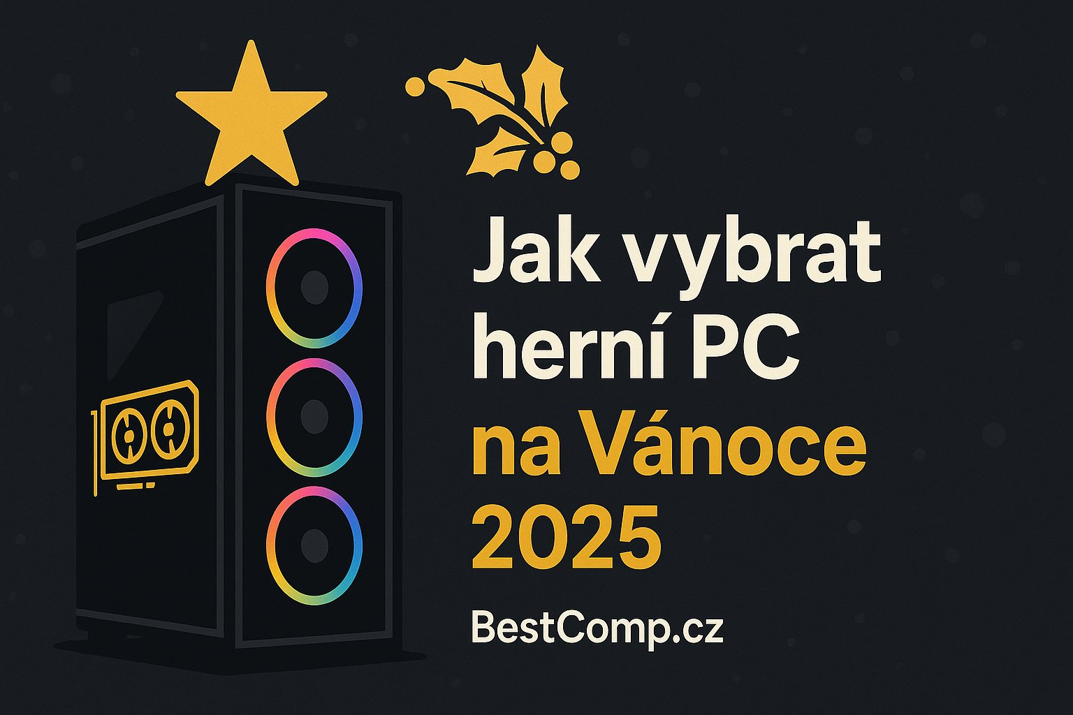 Jak vybrat herní PC na Vánoce 2025 – herní počítač BestComp.cz s RGB ventilátory a vánoční atmosférou